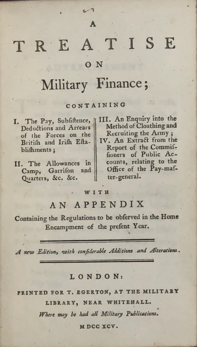 A Treatise on Military Finance;...
