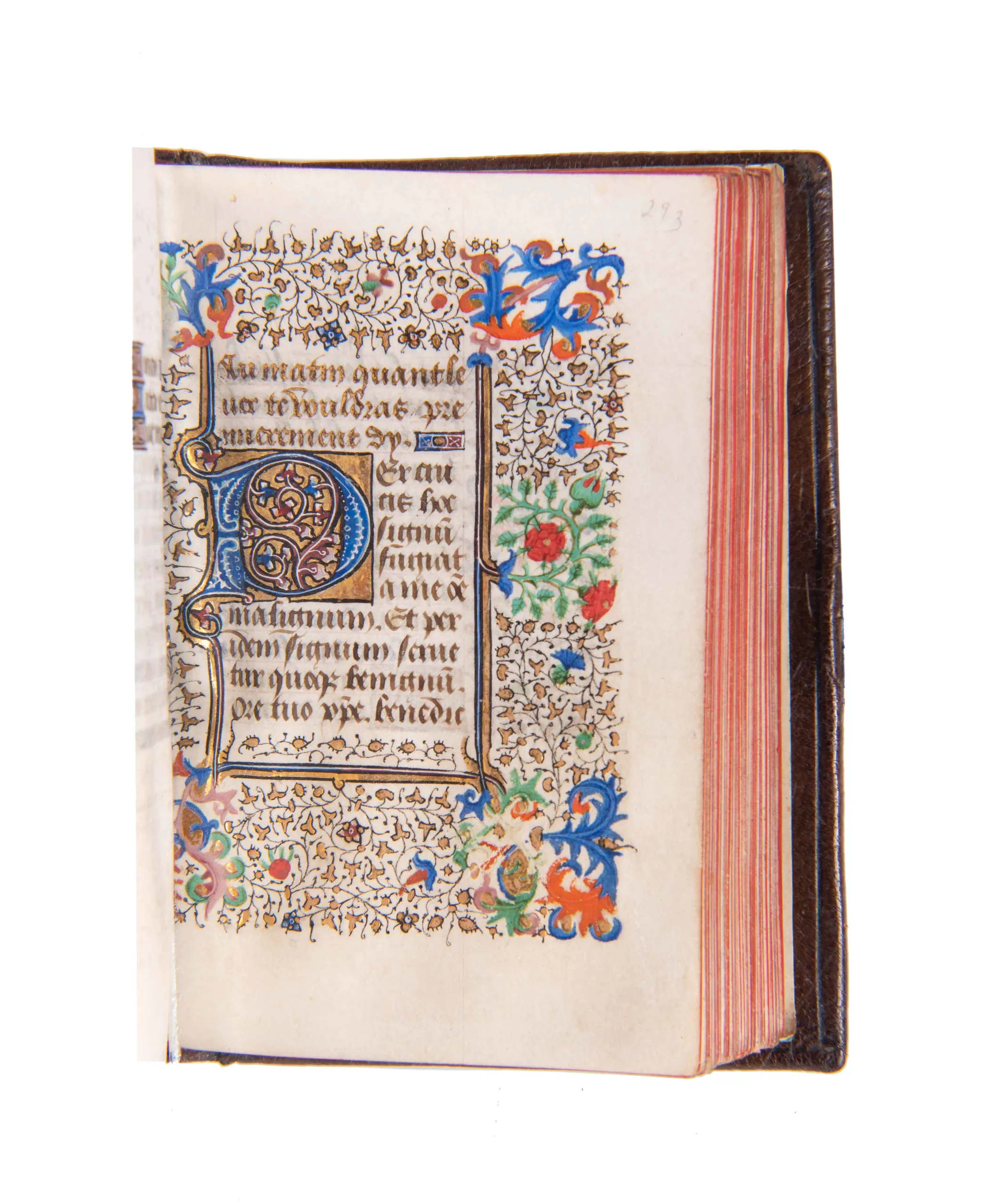 Book of Hours, Use of Sarum, in Latin with rubrics in French and a prayer in Middle English, illuminated manuscript on vellum. 
[France, Rouen, c. 1440]