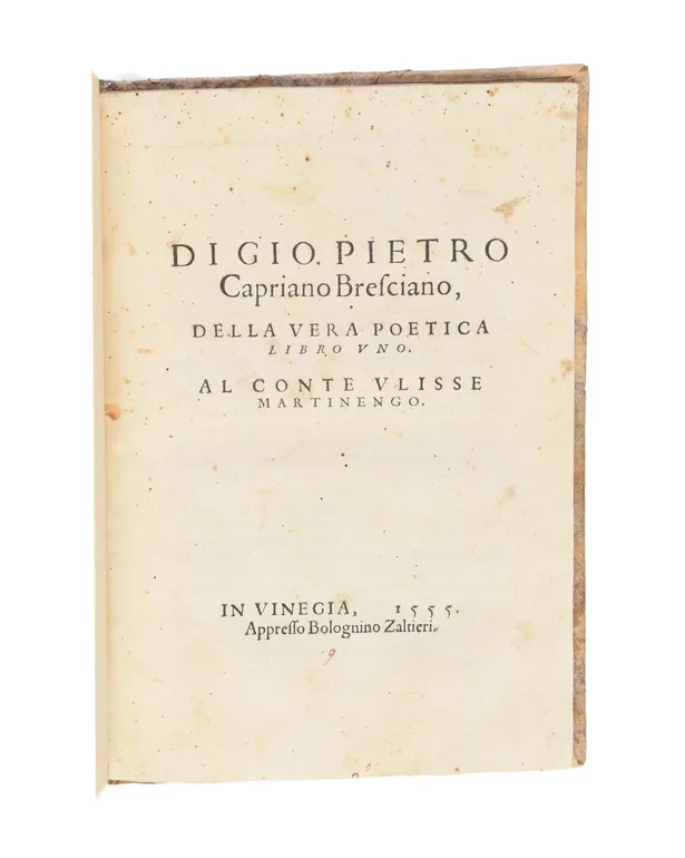 Della vera poetica libro uno. Al Conte Ulisse Martinengo.