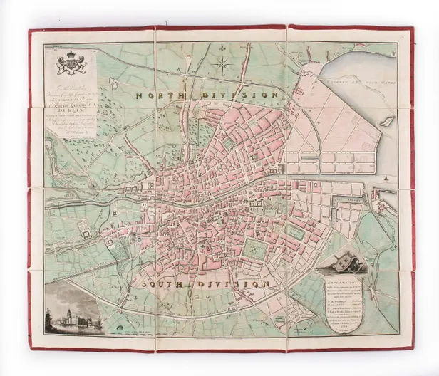 [Untitled Plan of Dublin] To Her Excellency Frances Countess Camden, &c. &c. &c. this Modern Plan of the City and Environs of Dublin. Including the Grand & Royal Canals, New Docks, &c … is … most respectfully inscribed ...