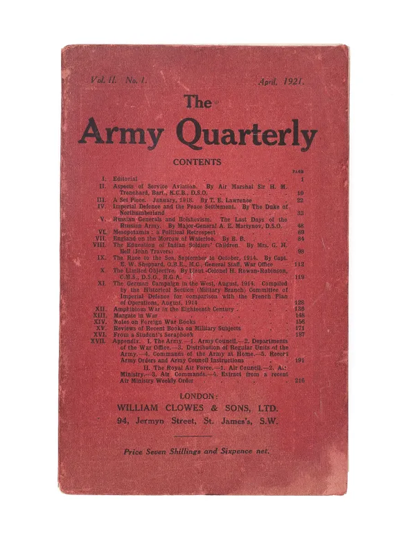 The Army Quarterly. Vol. II. No. 1.