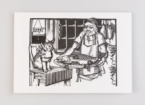 The Cloud Factory, with an illustration by Timothy Engellund of a cat being served a fish supper,