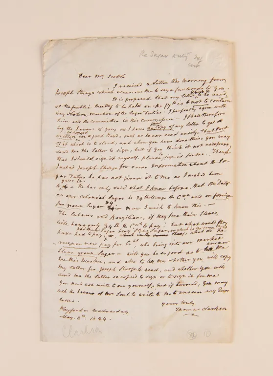 ALS to fellow Abolitionist John Scoble, Regarding Duties Levied on 