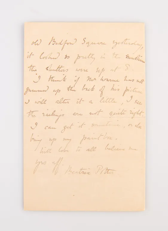 Autograph Letter Signed (“Beatrix Potter”) to “My dear Millie” [Millie Warne],