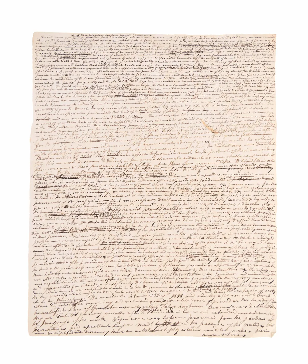 Polynesian Researches, the working manuscript. Together with the manuscript of Ellis' unpublished poem Mahine.