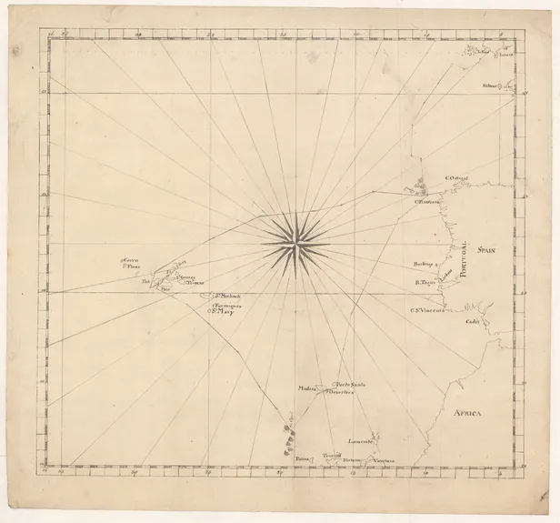 [Untitled Track Map of a British fleet from the Lizard to Cape Finisterre].