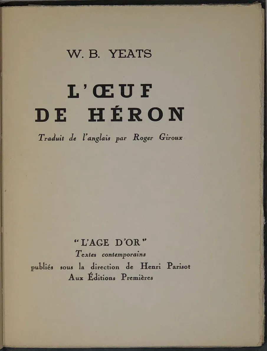 L'Oeuf De Heron. Traduit de L'anglais par Roger Giroux.