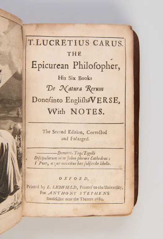 T. Lucretius Carus. The Epicurean Philosopher, his Six Books De Natura Rerum