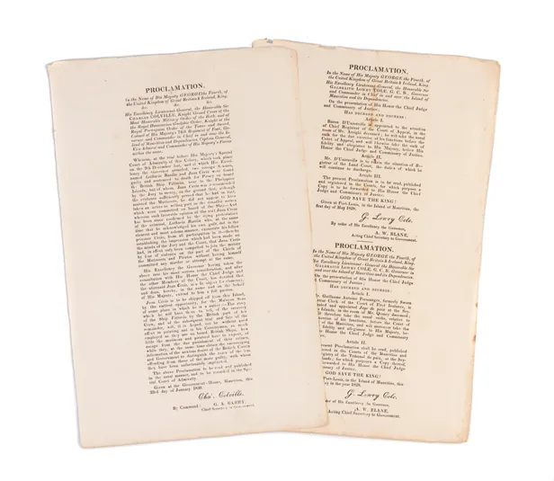 PROCLAMATION. In the Name of His Majesty GEORGE the Fourth, of the United Kingdom of Britain & Ireland, King...