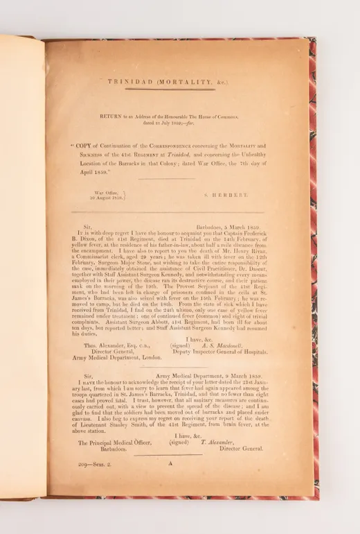 Trinidad (Mortality, &c.). Return to an Address of the Honourable The House of Commons, dated 21 July 1859; - for 