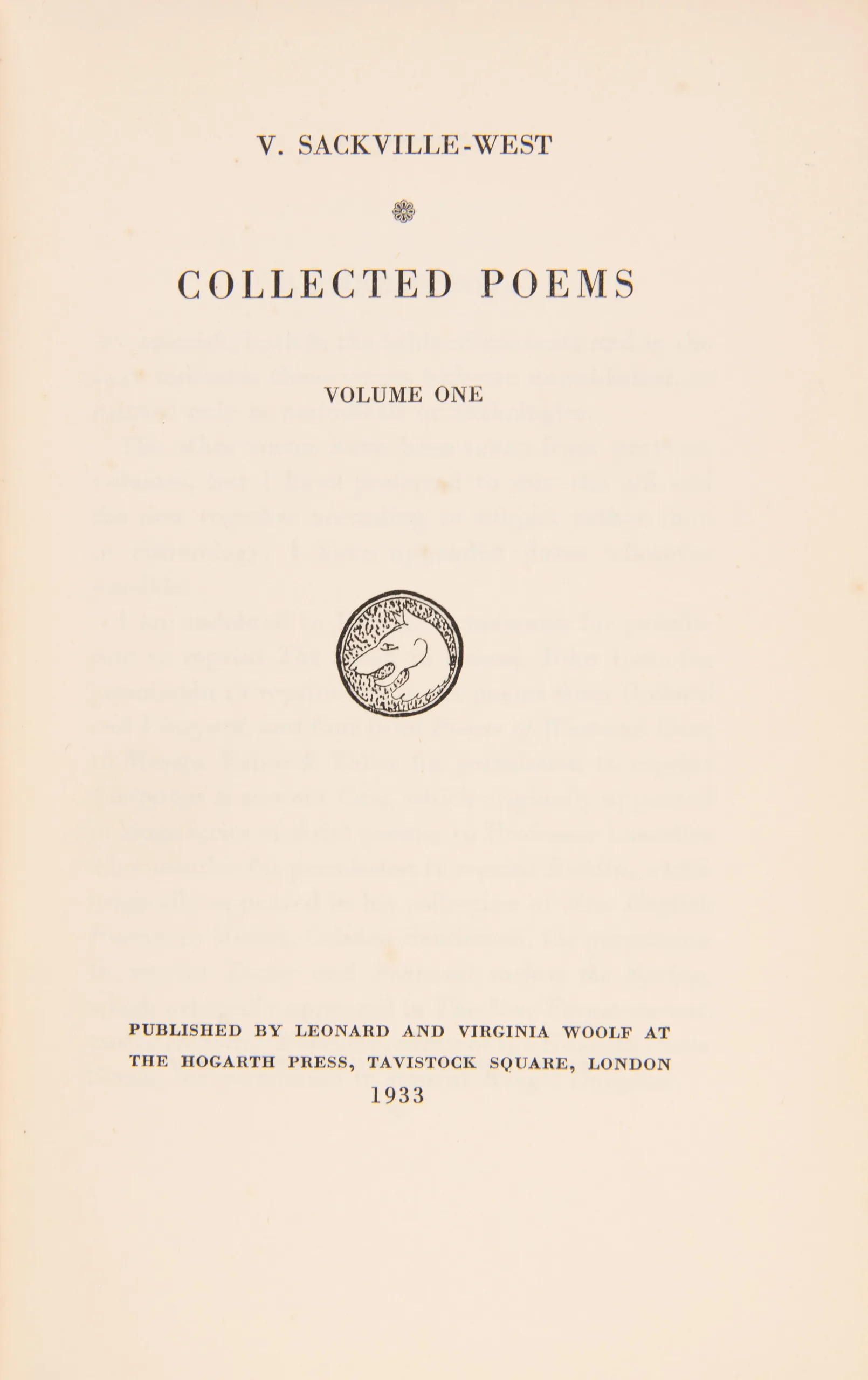 Collected Poems. Volume One. [all published].