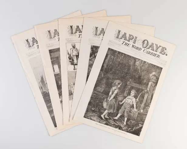 Iapi Oaye. The Word Carrier. [Five issues:] Vol. IX. No. 7.; X. No. 8.; XI. No. 9.; XII. No. 4.; XII. No. 9.