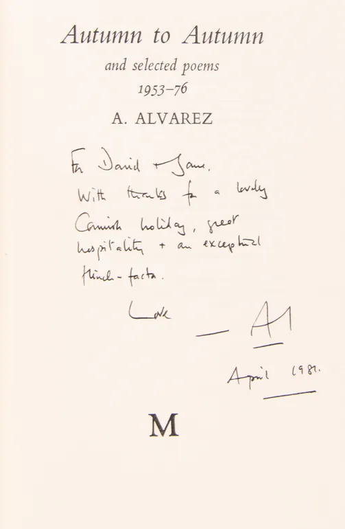 Autumn to Autumn and Selected Poems 1953 - 1976.