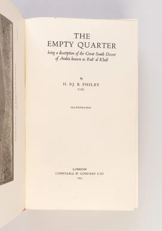The Empty Quarter: being a Description of the Great South Desert of Arabia known as Rub' al Khali.