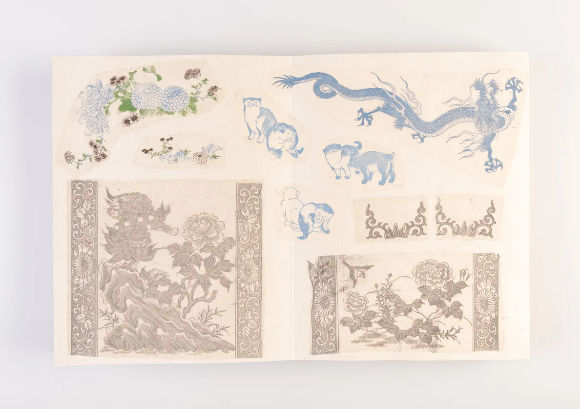 [A collection of three albums of inban ceramic transfer papers]