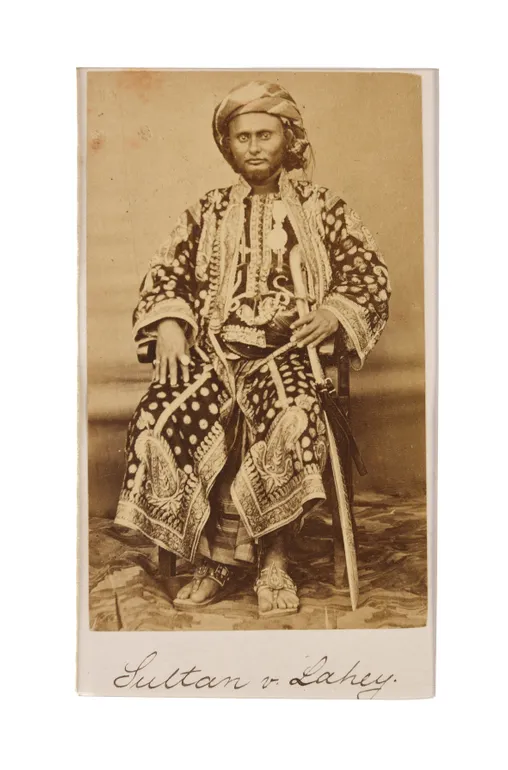 Carte-de-visite of the Sultan of Lahej, al-Fadl III ibn 'Ali al-'Abdali.