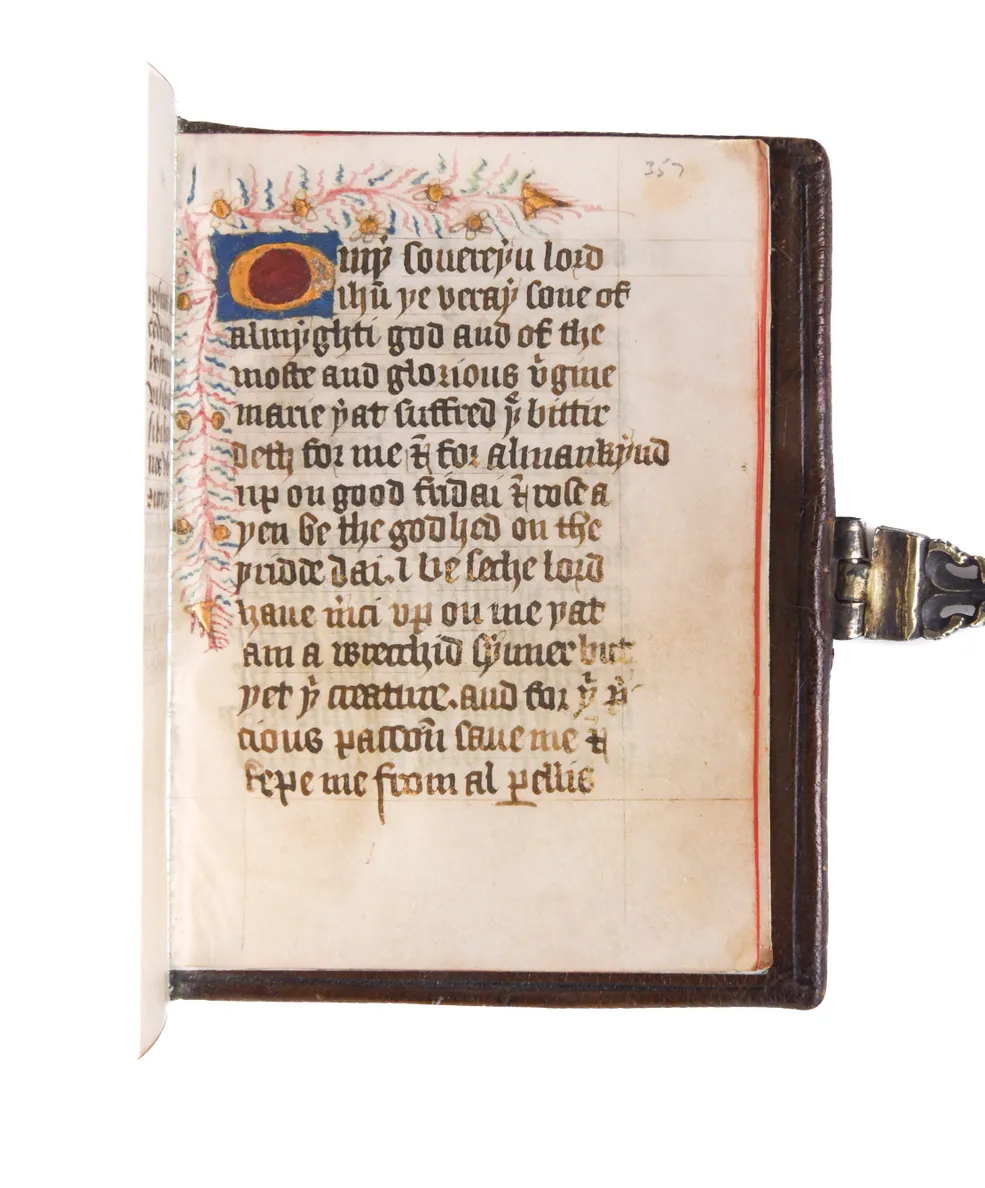 Book of Hours, Use of Sarum, in Latin with rubrics in French and a prayer in Middle English, illuminated manuscript on vellum. 
[France, Rouen, c. 1440]