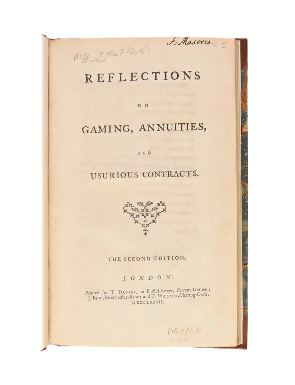 Reflections on Gaming Annuities, and Usurious Contracts.