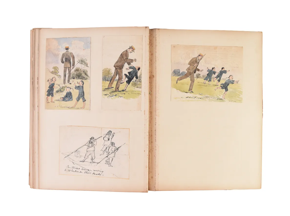 Four large albums of watercolours, photographs and ephemera.