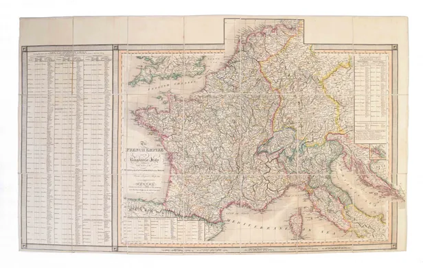 The French Empire and the Kingdom of Italy, with part of the States of the Confederation of the Rhine. From Lapie's Map, 1811. ...
