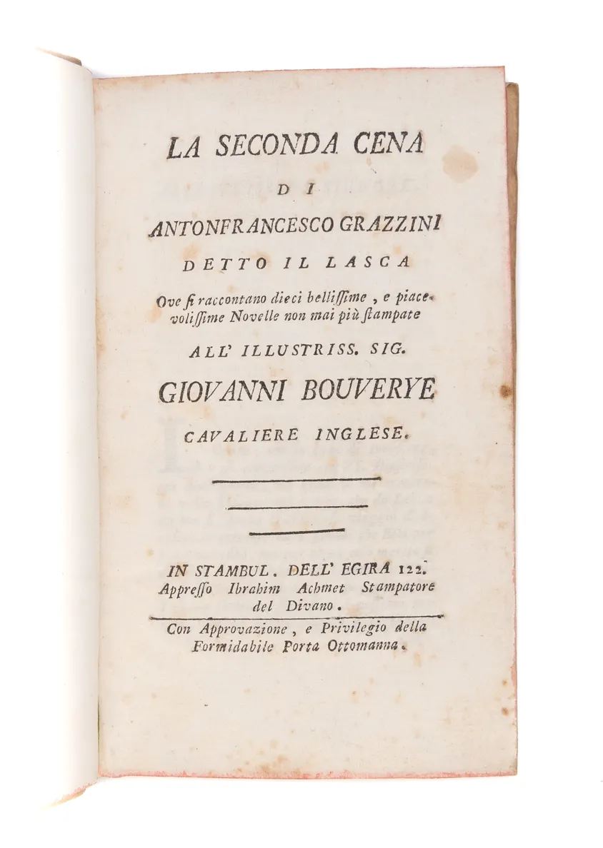 La seconda cena... all' illustriss. sig. Giovanni Bouverye cavaliere inglese.