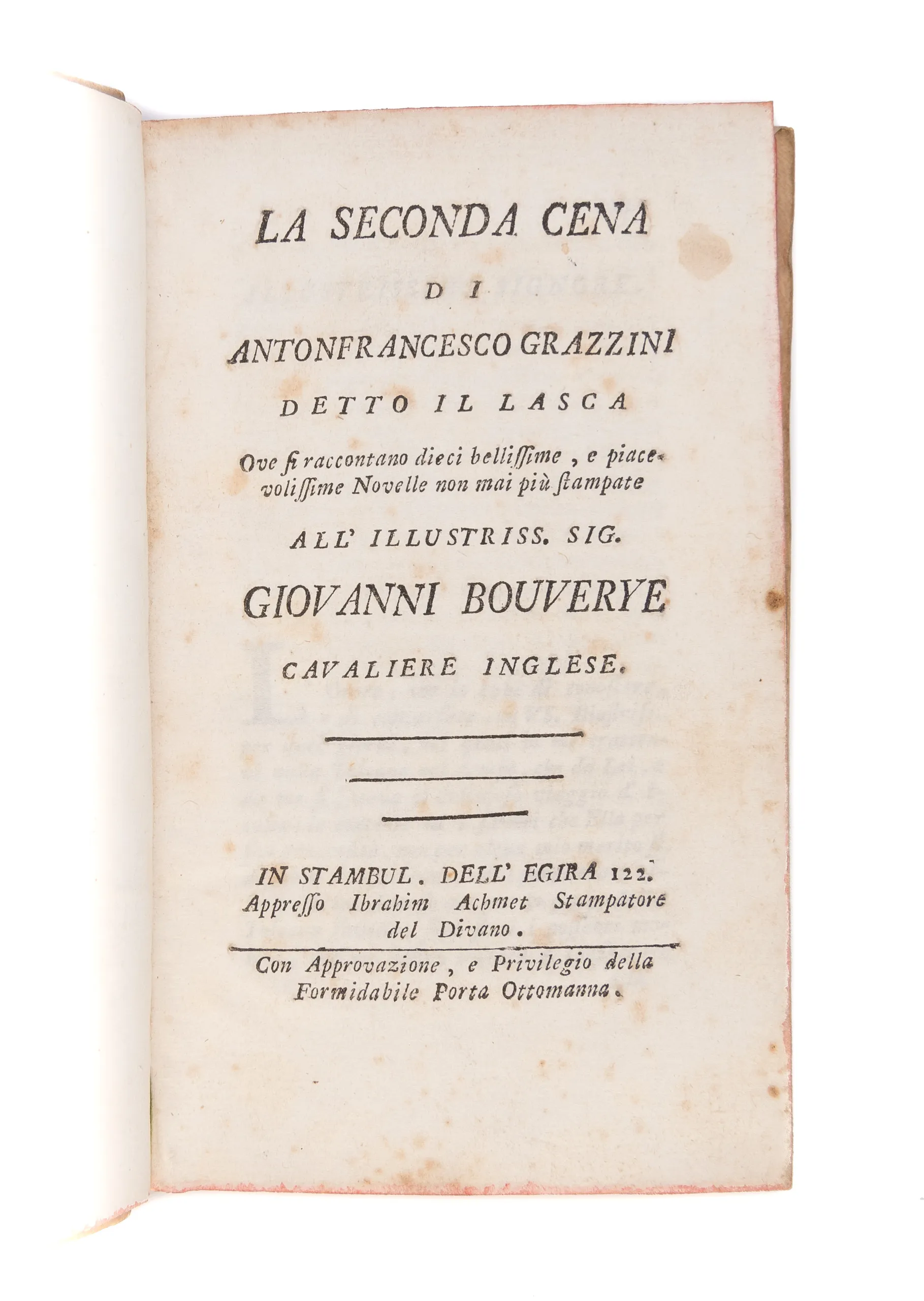 La seconda cena... all' illustriss. sig. Giovanni Bouverye cavaliere inglese.