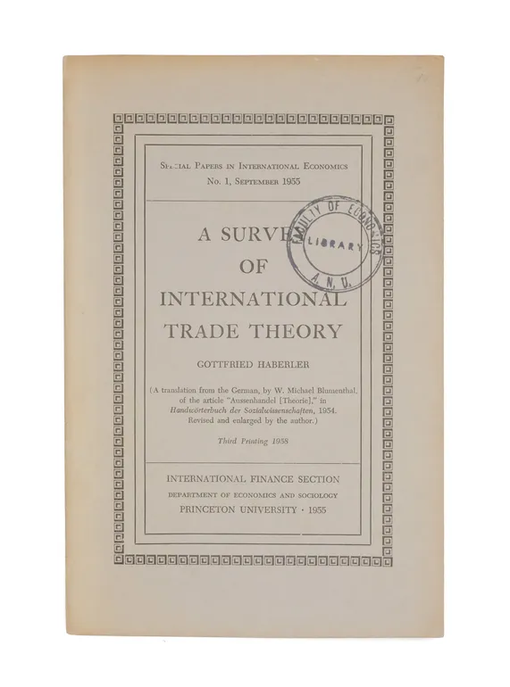 A Survey of International Trade Theory.