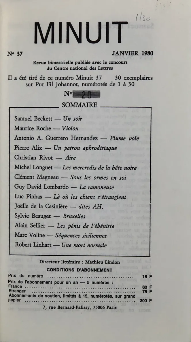 Minuit 37. Revue Périodique.