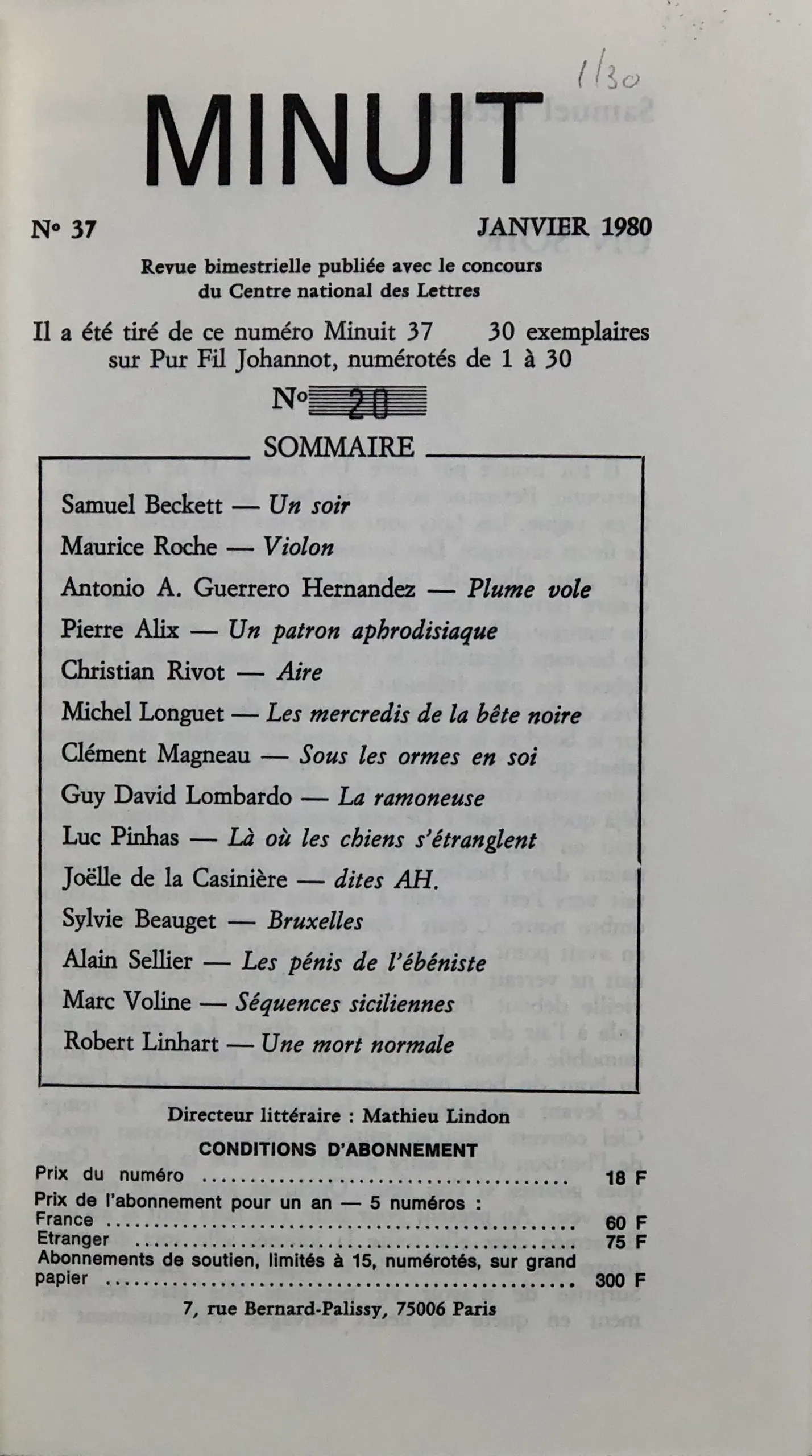 Minuit 37. Revue Périodique.