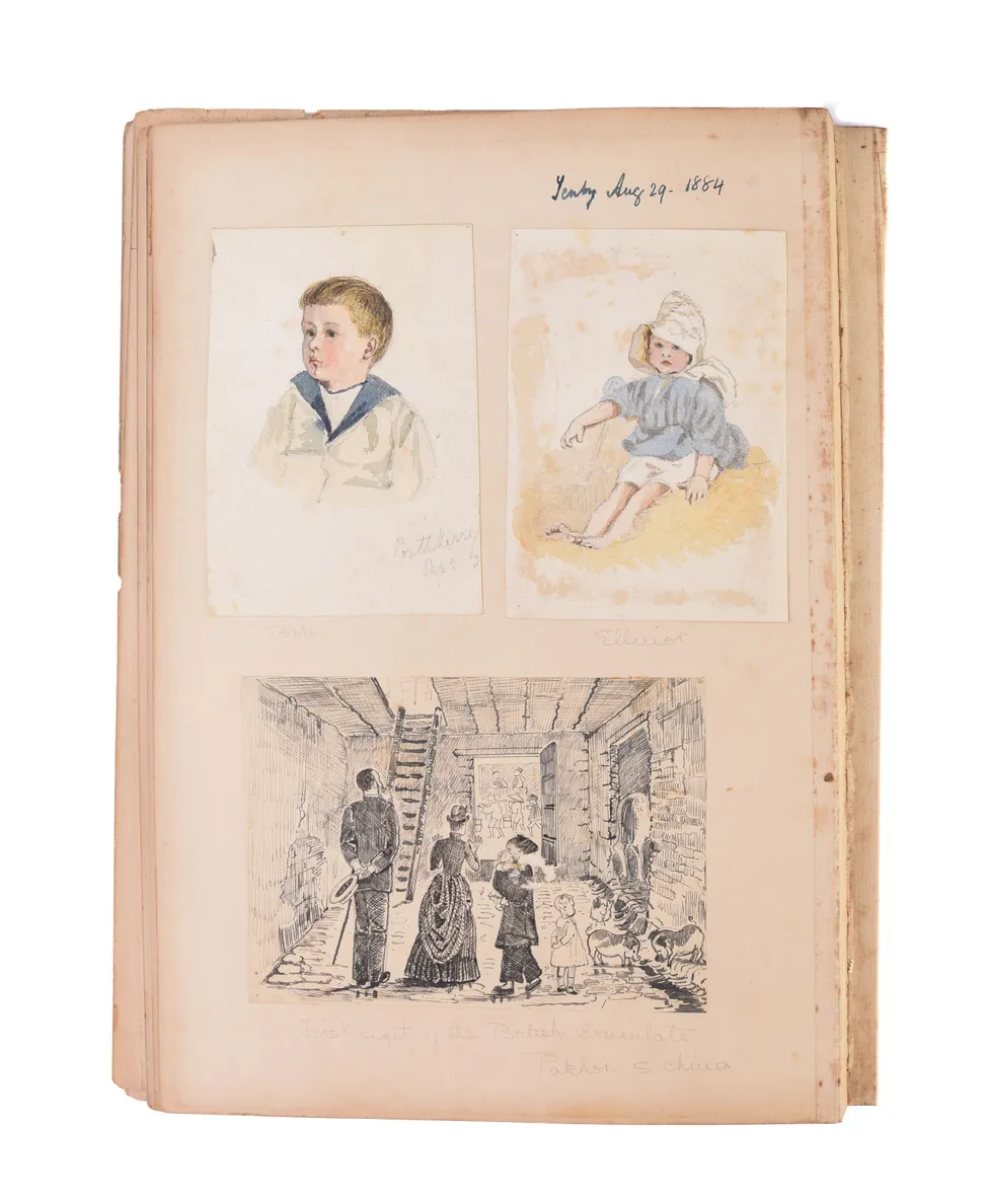 Four large albums of watercolours, photographs and ephemera.