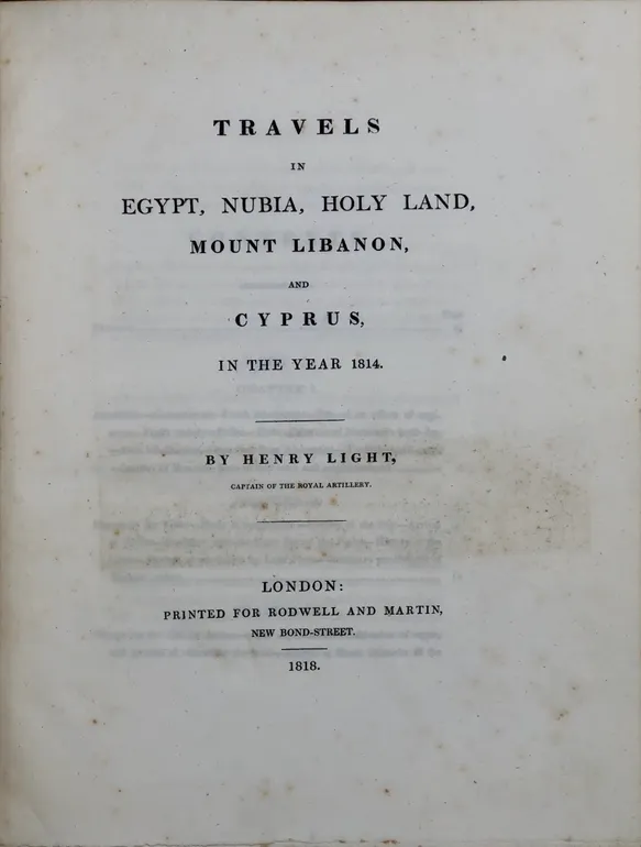 Travels in Egypt, Nubia, Holy Land, Mount Libanon, and Cyprus, in the Year 1814.