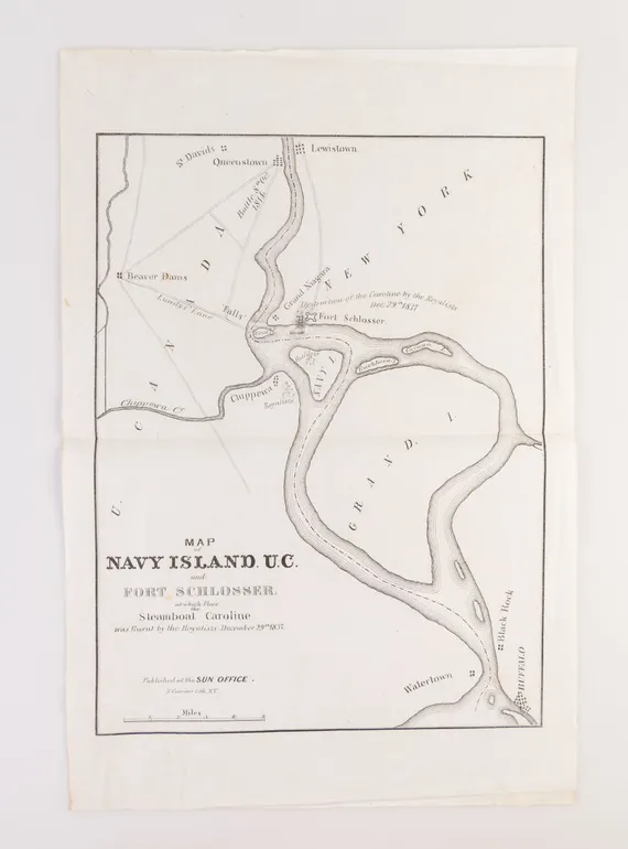 Map of Navy Island U.C. and Fort Schlosser. At Which Place the Steamboat Caroline was Burnt by the Royalists, December 29th 1837.